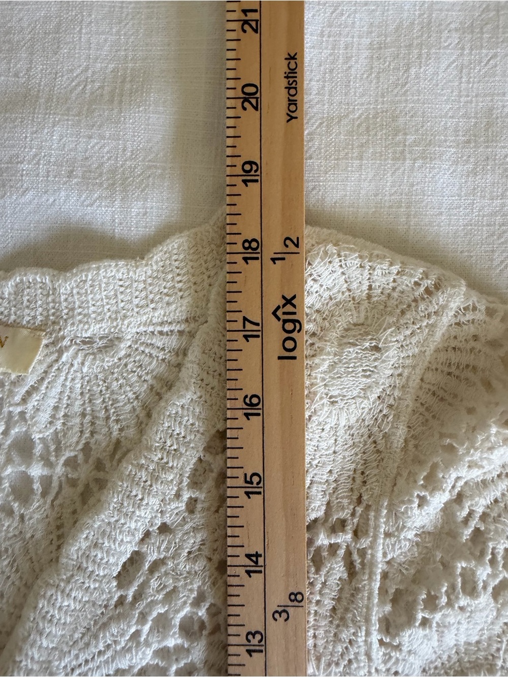 Rebellion Flower Crochet Button-Front Cardigan-White - Picture 8 of 8